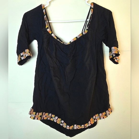Women's Earthbound Embroidered Cold Shoulder Boho Peasant Top, Medium - Picture 1 of 4
